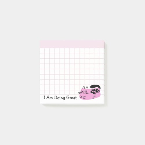 Doing Great Pink Doodle Cat Post_it Notes