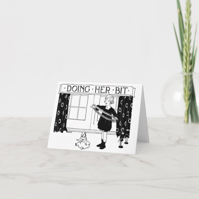 Doing Her Bit  Letterpress Thank You Card (Front)
