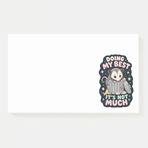 Doing my best opossum humor post-it notes