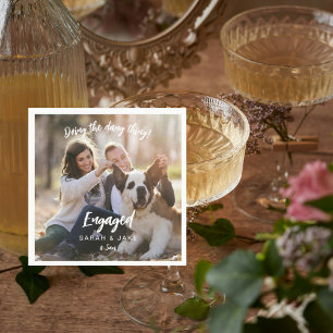 Doing the Dang Thing Engaged Photo Pet Cocktail  Napkins