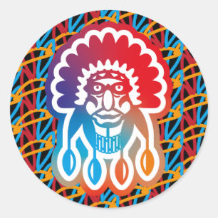 DOING THE INDIAN BY MASANSER PIXELAT CLASSIC ROUND STICKER