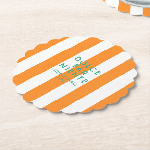Dolce Far Niente Cinque Terra Orange Cabana Stripe Paper Coaster