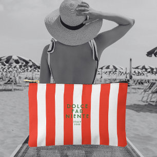 Dolce Far Niente Italy Red Cabana Stripe Travel Accessory Pouch