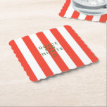Dolce Far Niente Italy Red Cabana Stripes Paper Coaster<br><div class="desc">Add a touch of Italian elegance to your gatherings with the Dolce Far Niente (sweetness of doing nothing) Italy Red Cabana Stripe Paper Coasters, the perfect blend of style and personalization for any occasion. These paper coasters feature vibrant red cabana stripes inspired by the sun-soaked beauty of Italy, bringing a...</div>