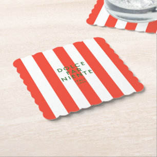 Dolce Far Niente Italy Red Cabana Stripes Paper Coaster