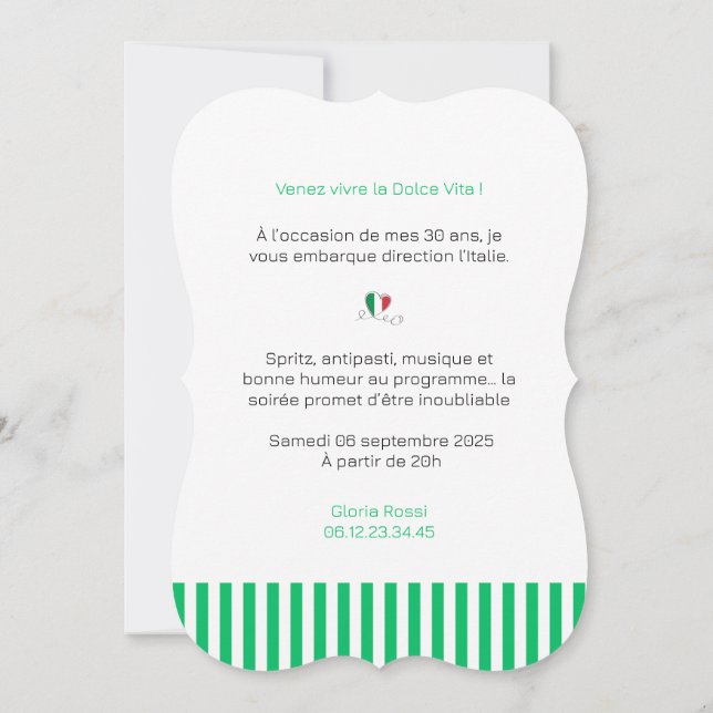 Dolce Vita Birthday Invitation (Back)