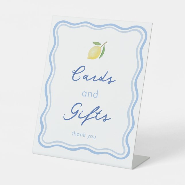 Dolce Vita Doodle Cards & Gifts Wedding Shower Pedestal Sign (Front)