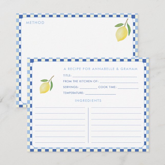 Dolce Vita Geometric Bridal Shower Recipe Card (Front/Back)