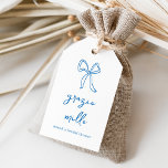 Dolce Vita Handwritten Bridal Shower Gift Tags<br><div class="desc">This beautiful Italian inspired bridal shower design features blue handwritten style cursive lettering accented with a hand drawn ribbon bow illustration.  These elegant Mediterranean bridal shower favor tags feature "grazie mille" in hand lettered script with your event name beneath.</div>