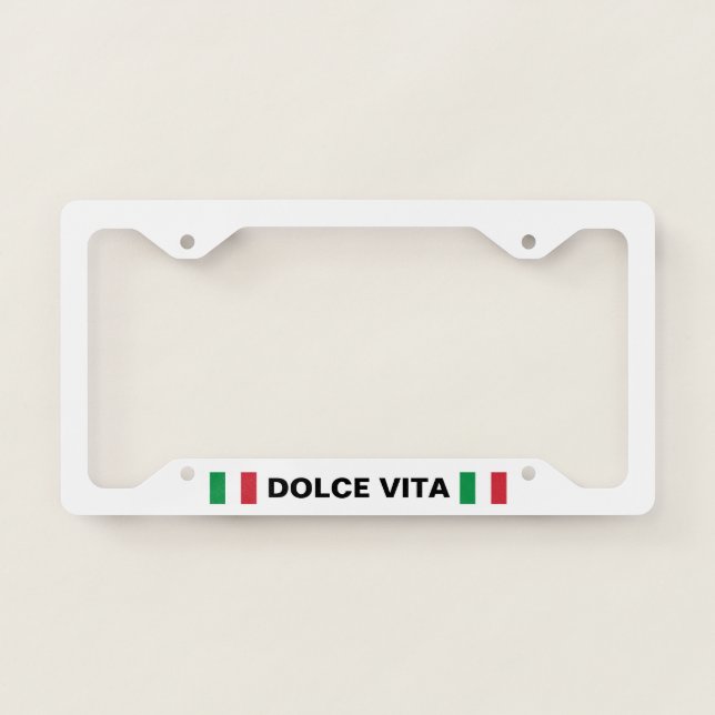 Dolce Vita Italia Italy Flag White   License Plate Frame (Front)