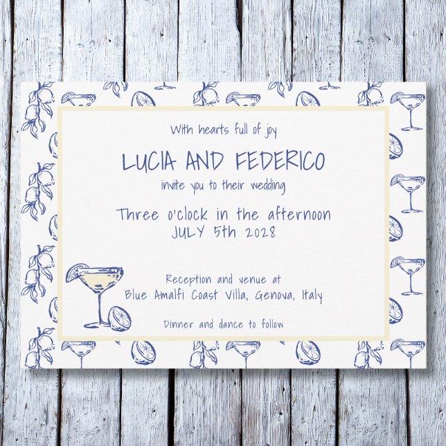 Dolce Vita Limoncello Italian Butter Yellow Invitation (Creator Uploaded)