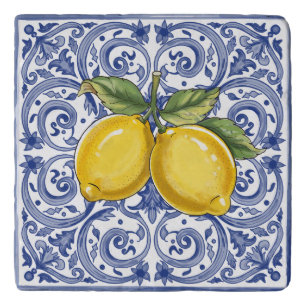 Dolce Vita Meditarrean Blue & Lemons Italian Tiles Trivet