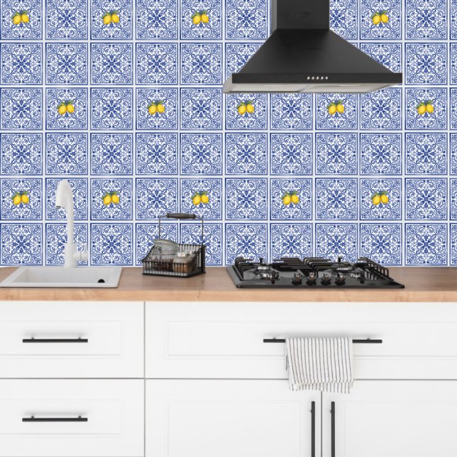 Dolce Vita Meditarrean Blue & Lemons Italian Tiles Wallpaper (Creator Uploaded)