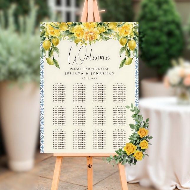 Dolce Vita - Mediterranean Wedding Seating Chart Foam Board (Creator Uploaded)