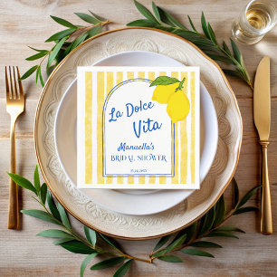 Dolce vita yellow Lemons Italian bridal shower Napkins