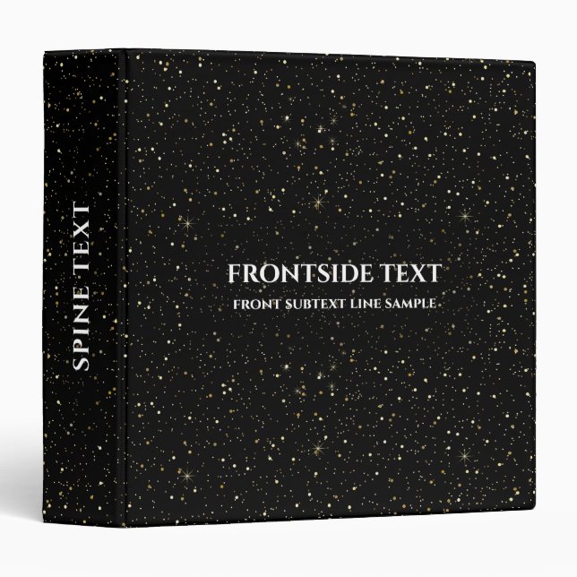 Dold and white sparkle glitter texture 3 ring binder (Front/Spine)