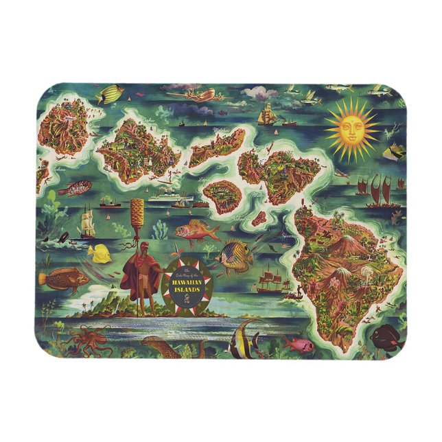 Dole 1950 Map of Hawaii Joseph Feher Oil Paint Magnet (Horizontal)