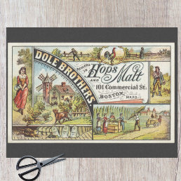 Dole Brothers Ad Hops and Malt Ephemeral Decoupage Tissue Paper