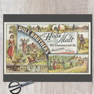 Dole Brothers Ad Hops and Malt Ephemeral Decoupage