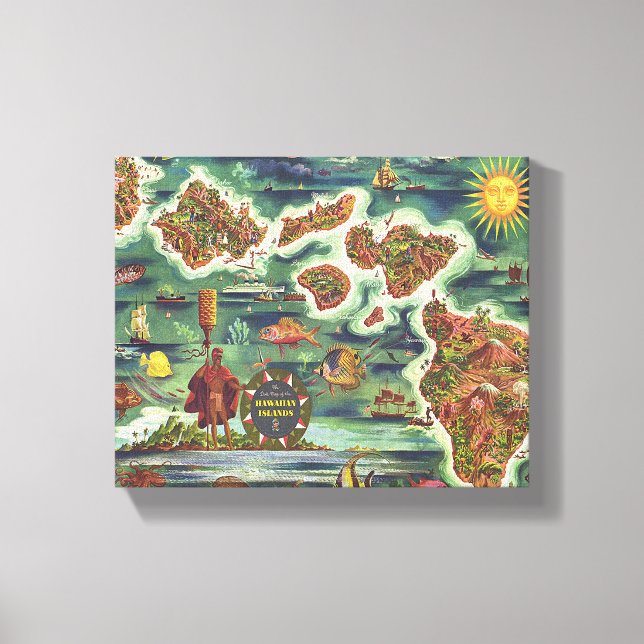 Dole Map of Hawaii 1950 • Joseph Feher Oil Paint Canvas Print (Front)