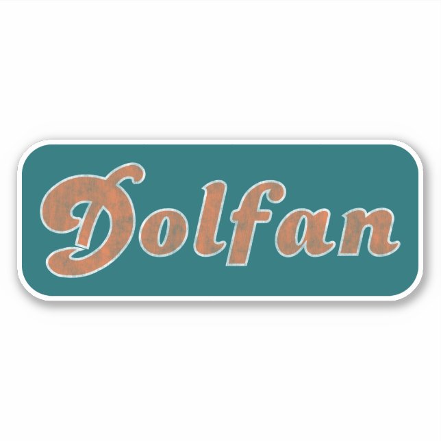 Dolfan Miami Vintage (Aqua Orange & White) Sticker (Front)