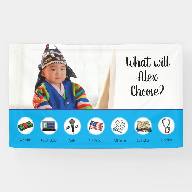 Doljabi Doljanchi Dol Korean 1st First birthday Banner (Horizontal)