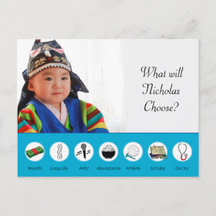 Doljabi Doljanchi Dol Korean 1st First birthday Postcard
