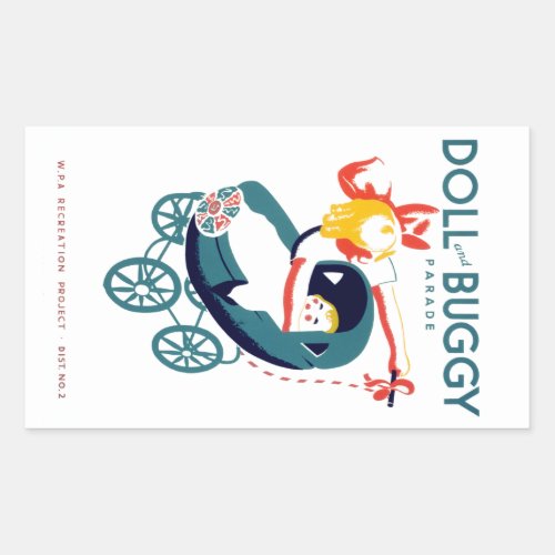 Doll and Buggy Parade Rectangular Sticker