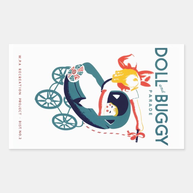 Doll and Buggy Parade Rectangular Sticker (Front)