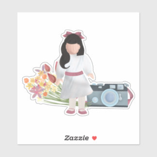 Doll, Flowers, & Camera Sticker