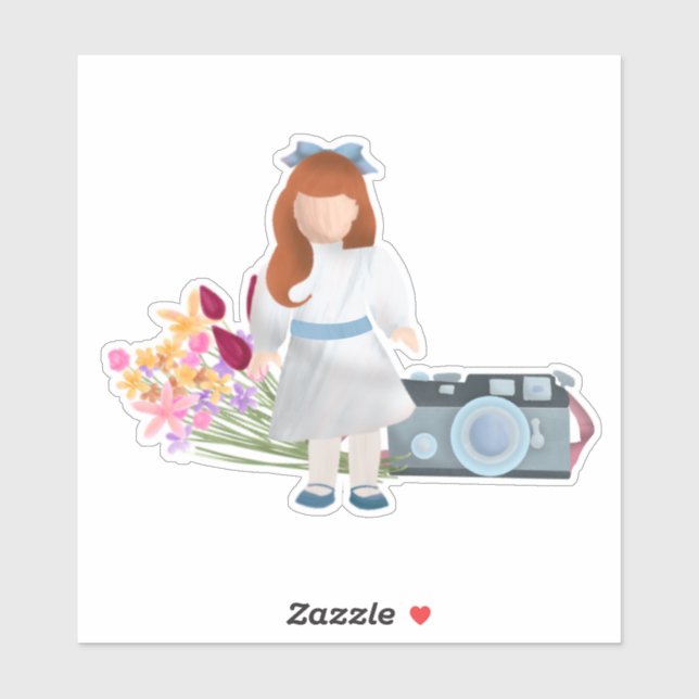 Doll, Flowers, & Camera Sticker (Sheet)