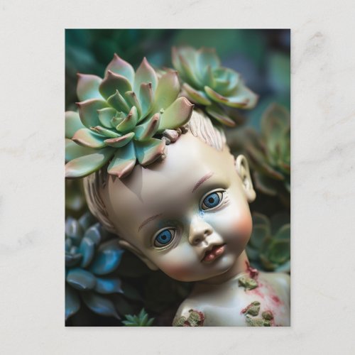 Doll Head in the Succulent Garden Postcard