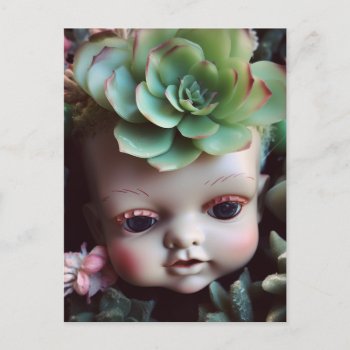 Doll Head In The Succulent Garden Postcard by angelandspot at Zazzle