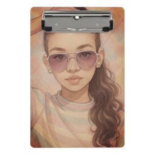 Doll Illustration Small Planner Fashion Editorial Mini Clipboard