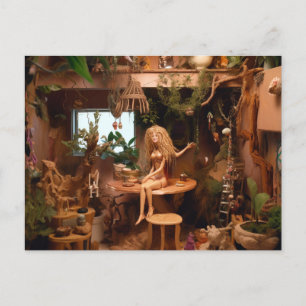 Doll in a treehouse funny anatomy  postcard