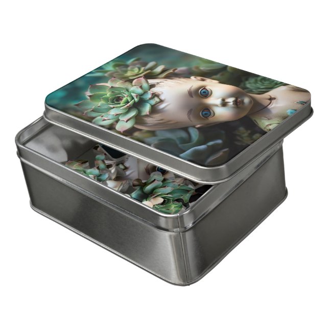 Doll in the Succulent Garden Jigsaw Puzzle (Lid Open)