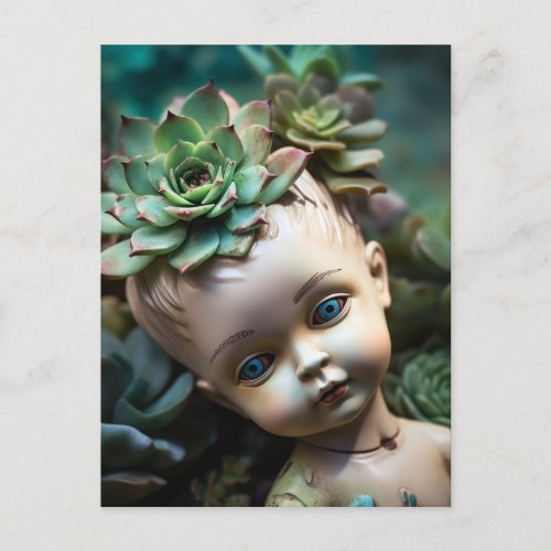 Doll in the Succulent Garden Postcard