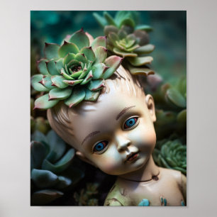 Doll in the Succulent Garden Poster
