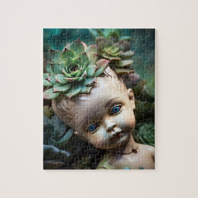 Doll in the Succulent Garden Unique Jigsaw Puzzle (Vertical)