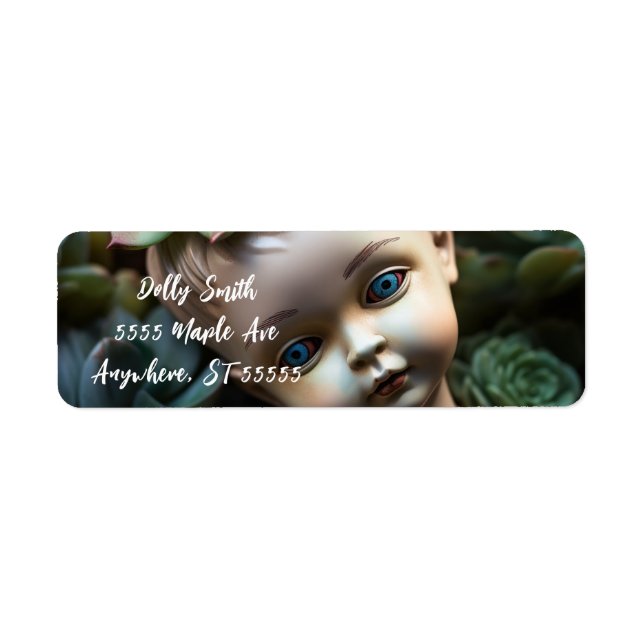 Doll in the Succulent Garden Unique Label (Front)
