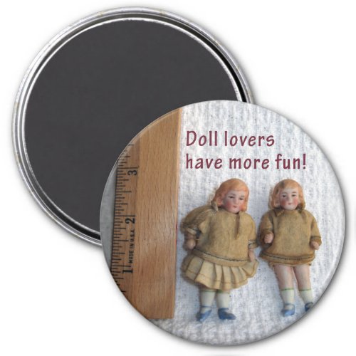 Doll Lovers Twin Antique Doll Magnets Round Magnet