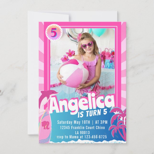 Doll Pink Birthday Invitation (Front)