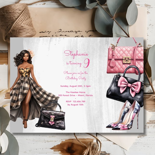 Doll pink girl fashion birthday party invitation (Creator Uploaded)