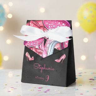 Doll pink high heel shoes girl birthday party favor boxes