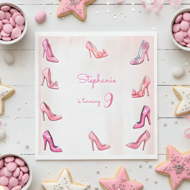 Doll pink high heel shoes girl birthday party napkins (Creator Uploaded)