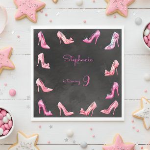 Doll pink high heel shoes girl birthday party napkins