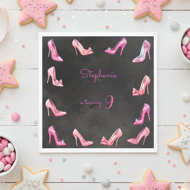 Doll pink high heel shoes girl birthday party napkins (Creator Uploaded)