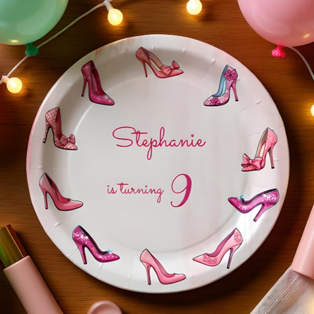 Doll pink high heel shoes girl birthday party paper plates (Creator Uploaded)