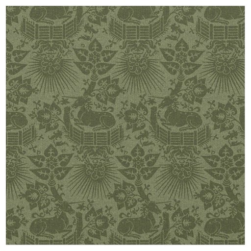 Doll-Scale Renaissance Unicorn Garden, Green Fabric