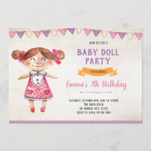 Doll theme birthday invitation